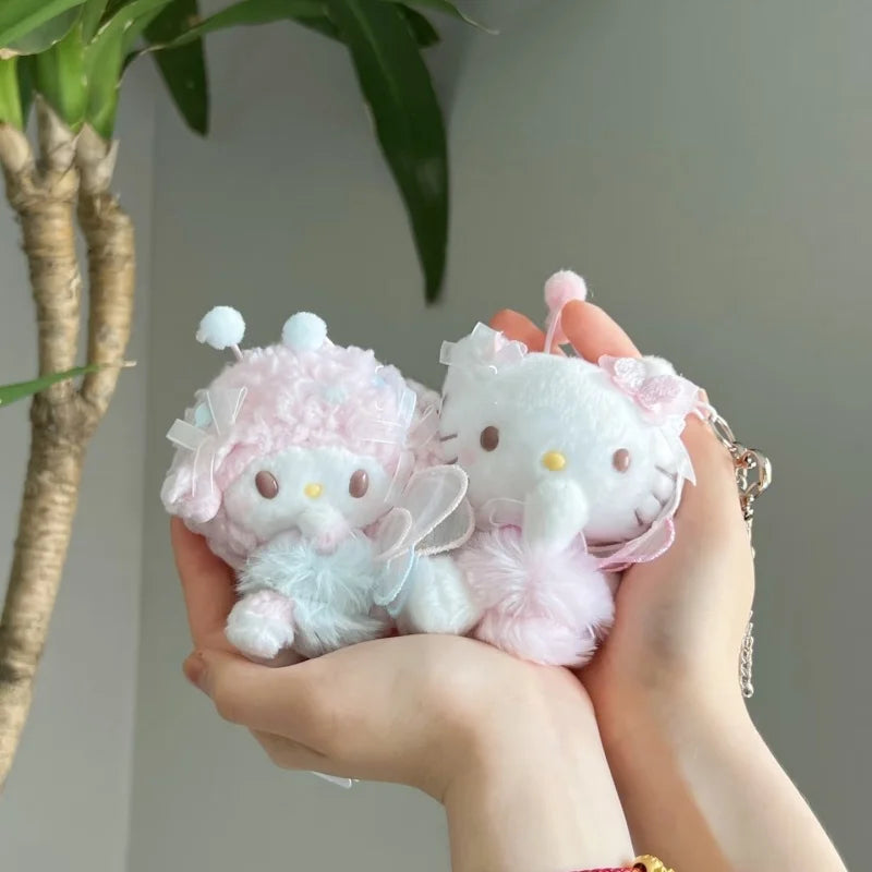 Sanrio Blossom Field Plush Keychain – Kuromi, Cinnamoroll & My Melody Floral Bag Charm