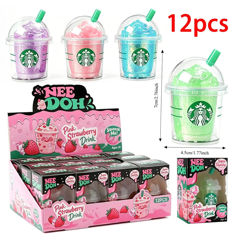Cute Iced Coffee Cup Squishy Toy – Colorful Slow Rising Squeeze Toy | Fun Mini Drink Cup Fidget Gift