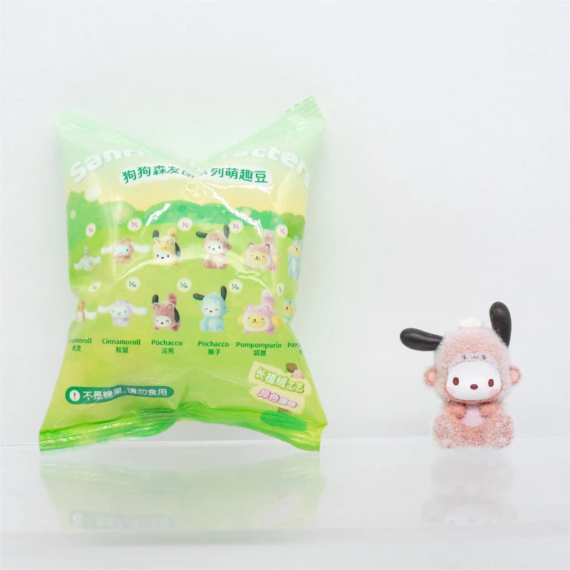 Sanrio Characters Blind Box Toys Doggy Forest Friends Group Cute Beans Animal Costumes Pochacco Pompompurin Doll Gifts