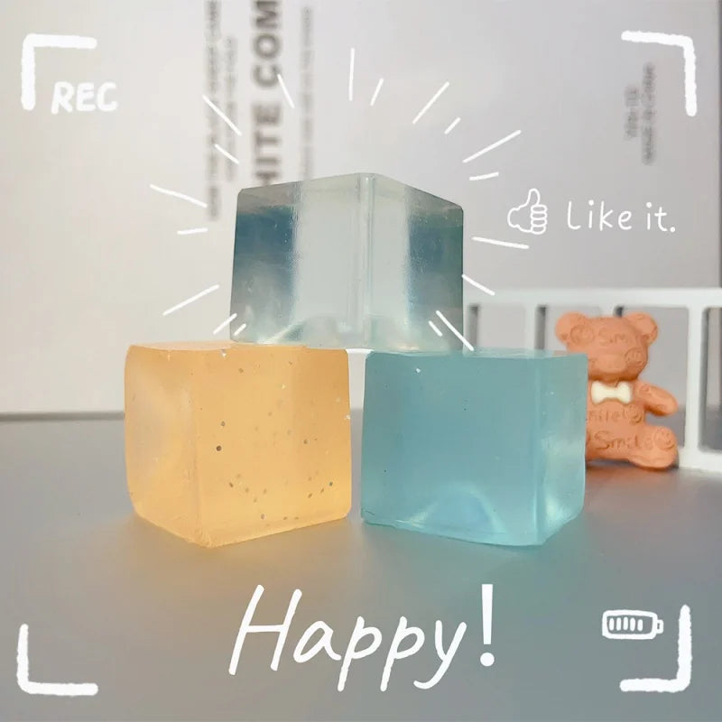 Mini Ice Cube Squishy Toys 15-Pack – Transparent Calming Squeeze Fidget Toys for Kids