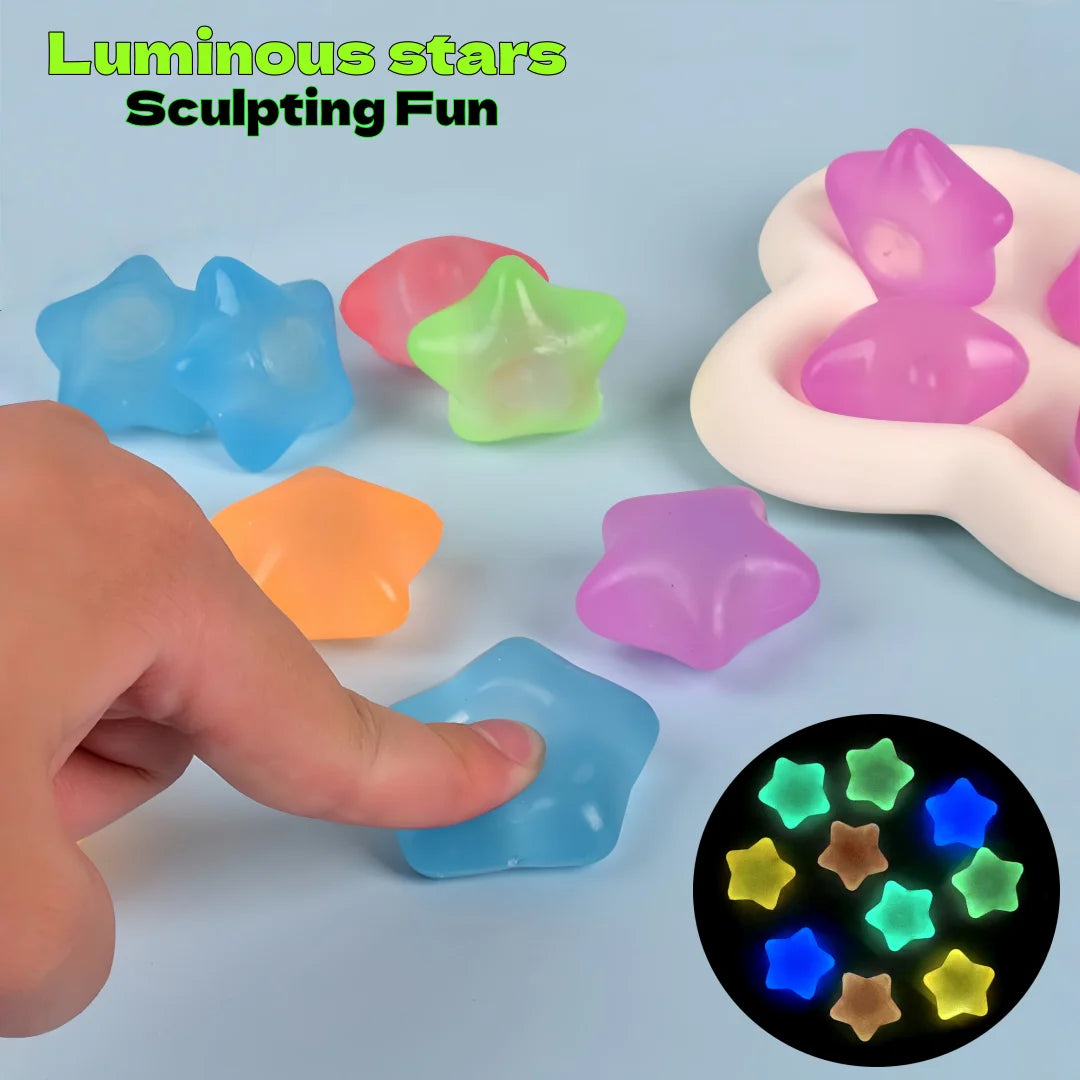 Glowing Stars Squishy Toy Cute Kawaii Squishies Super Soft Stress Relief Funny Fidget Toy Holiday Gift for Adults Kids 스퀴시 토이