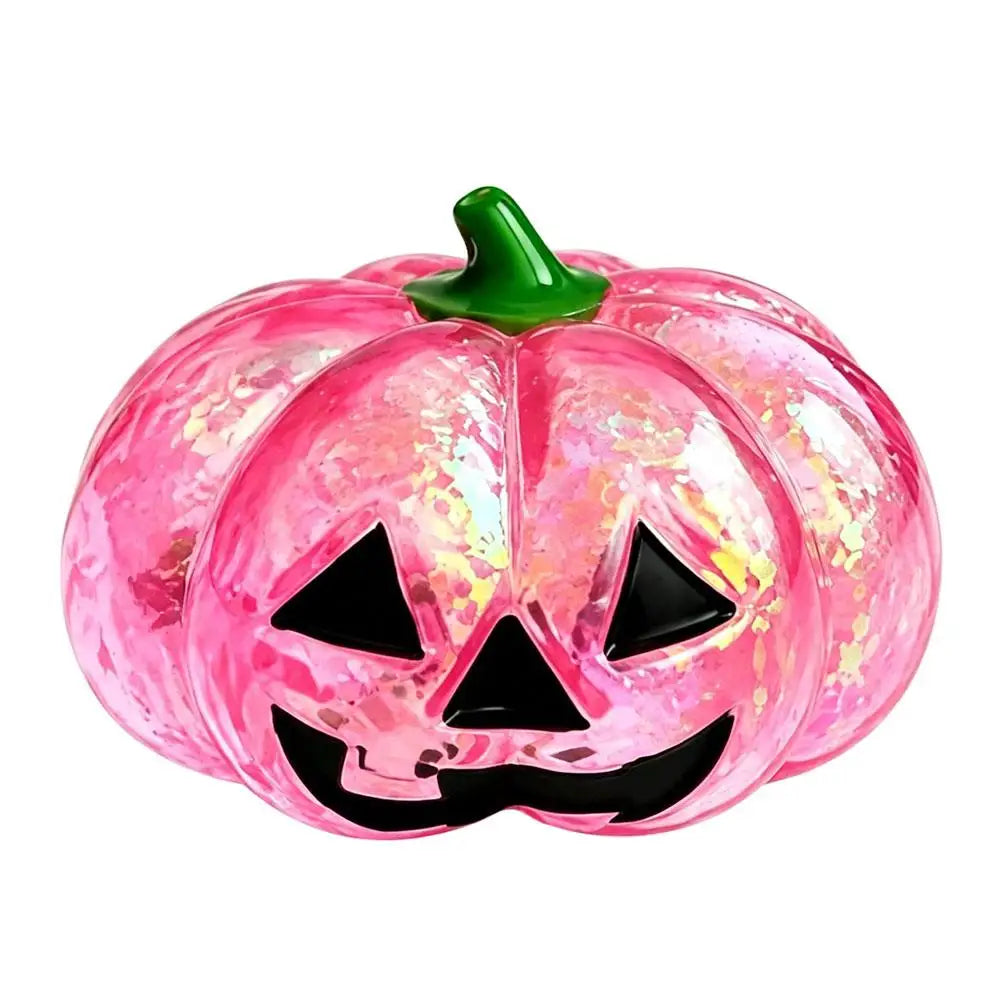 Halloween Shiny Pumpkin Man Squishy Squeeze Toy - Crystal Clear TPR Slow Rise Stress Relief - Party Gift & Desk Decor
