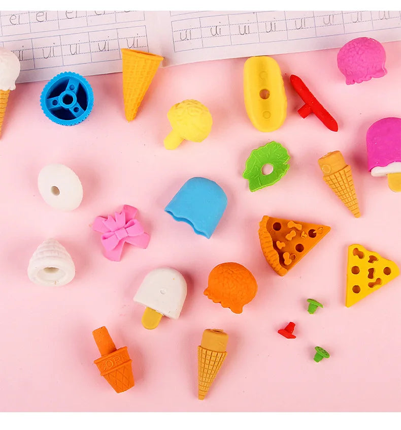 Dessert Cake Set Eraser, Creative Cute Cake Gift Box Pencil Eraser Cute Stationery Cute Eraser Stationery Pencil Eraser for Kids