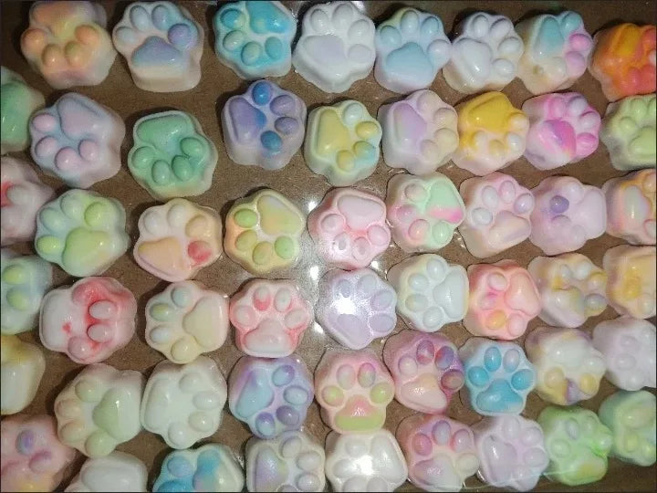 50/100pcs Mini Cat's Paw Squishy Toy Silicone Cute Soft Colorful Cat Paw Mochi Stress Relief Squishy Fidget Toy