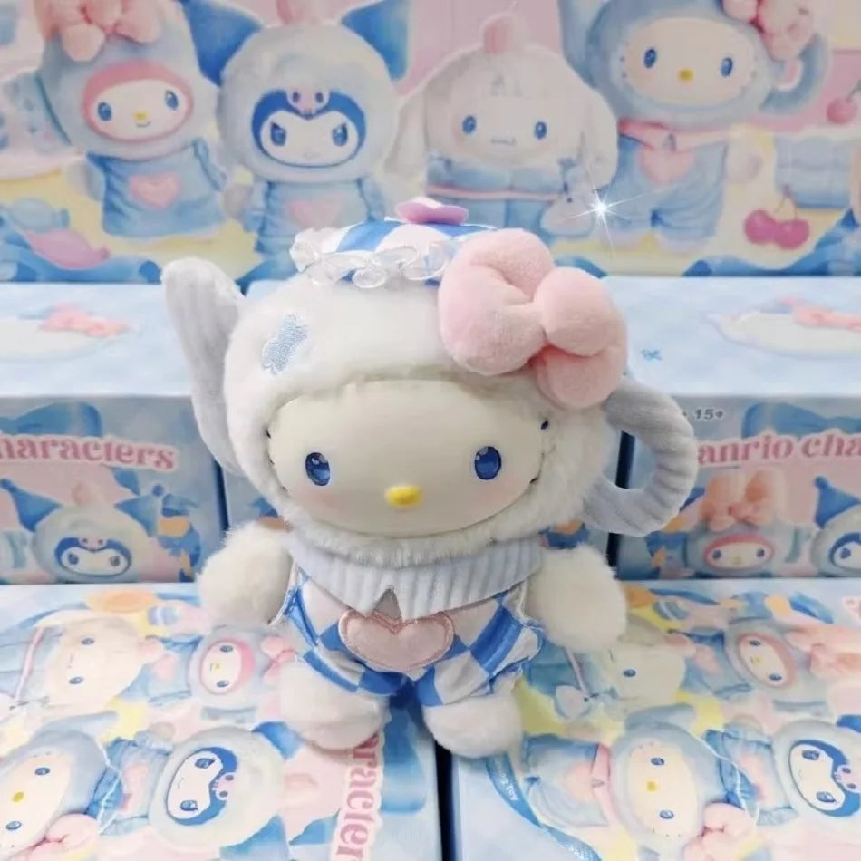 Sanrio Family Fox Island & Blue Flutter Series Vinyl Plush Blind Box Cute Cartoon Hello Kitty Kuromi Pendants Girl Bag Toy Gifts