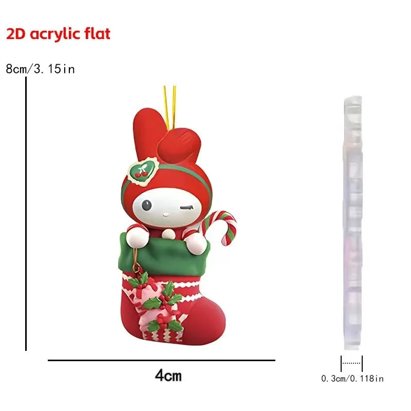 🎄 Kawaii Character Christmas Stocking Ornament 🎀 | Flat Hanging Decoration ✨