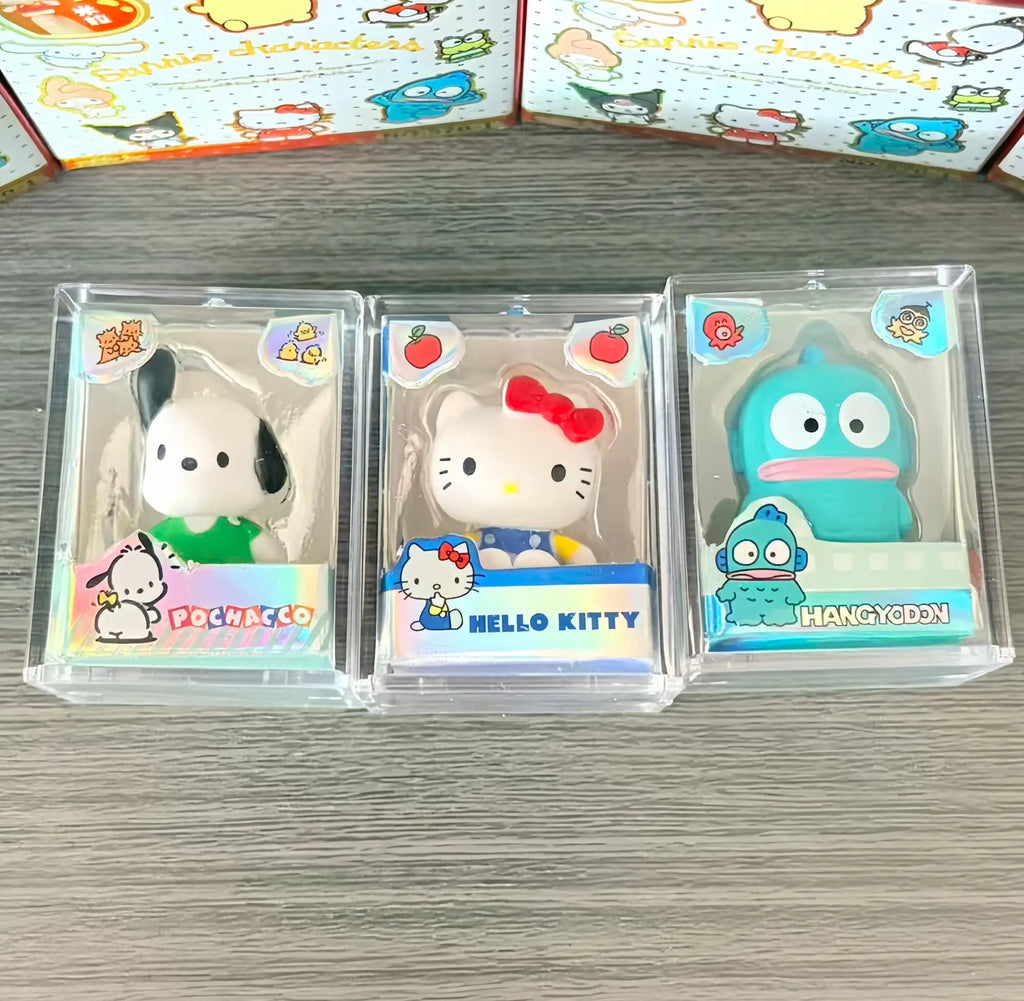 Sanrio Hello Kitty Melody Rice Grain Doll Blind Box Mini Character Cute Anime Action Character Model Children's Toy Gift