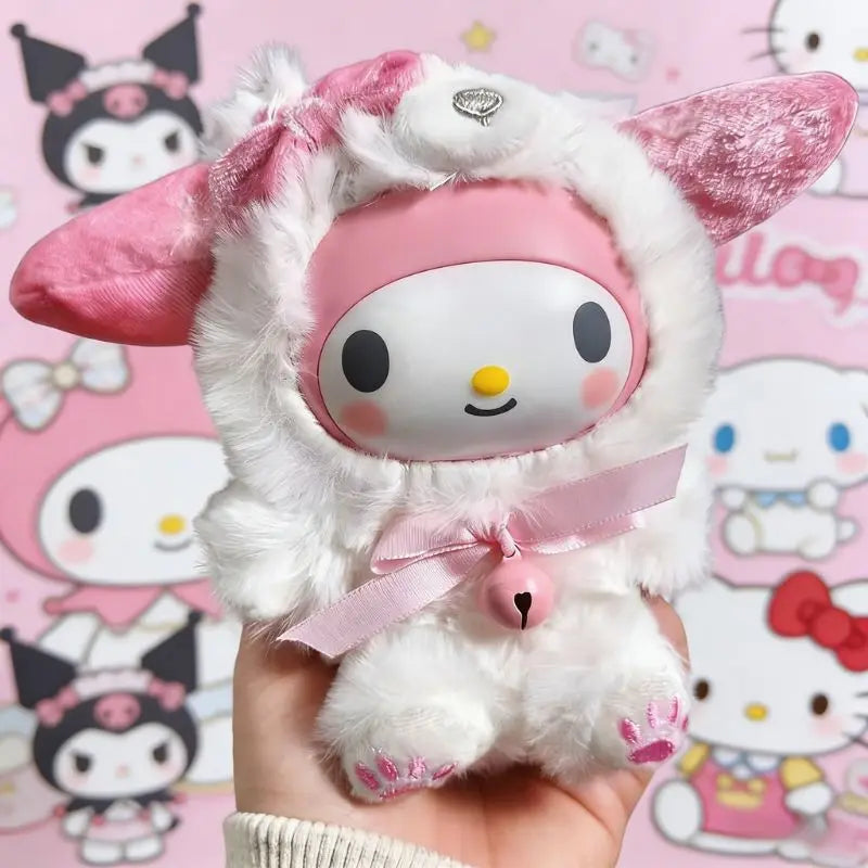 Sanrio Family Fox Island & Blue Flutter Series Vinyl Plush Blind Box Cute Cartoon Hello Kitty Kuromi Pendants Girl Bag Toy Gifts