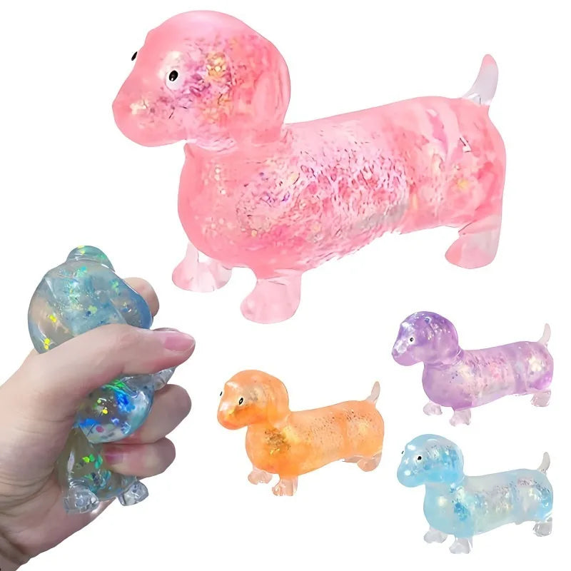 Sparkling Powder Sausage Dog Squishy - Soft Maltose Texture Slow Rising Fidget Toy, Cute Puppy Squeeze Toy