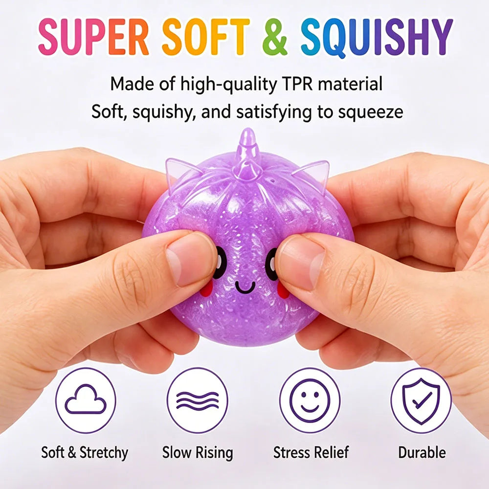 Cute Mini Unicorn Bao Bun Squishy Slow Rising Squeeze Anti Stress Surprise Party Favor Goodie Bag Stuffer Novelty Desk Prop