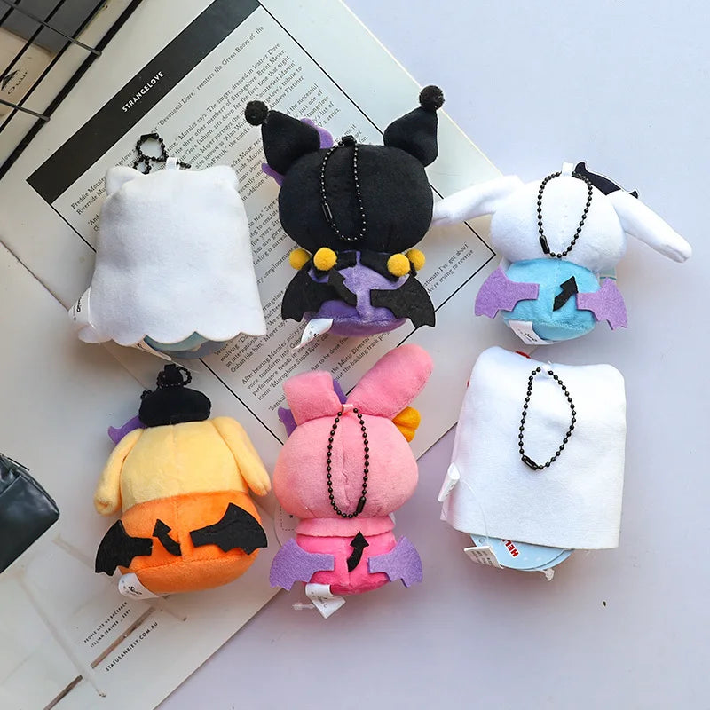 Sanrio Halloween Ghost Plush Keychain - Kawaii Hello Kitty Kuromi Cinnamoroll My Melody Ghost Bag Charm