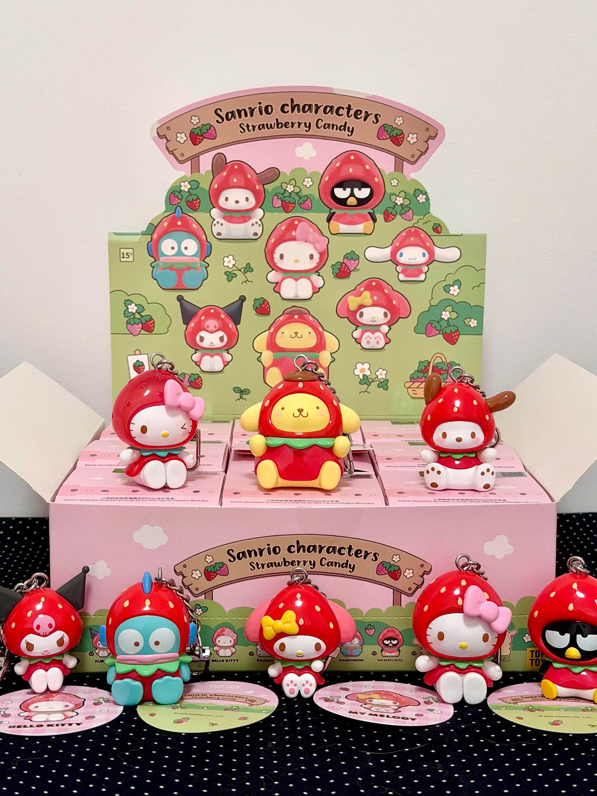 Sanrio Strawberry Sugar Mini Blind Box – Kawaii PVC Figurine Keychain & Bag Pendant