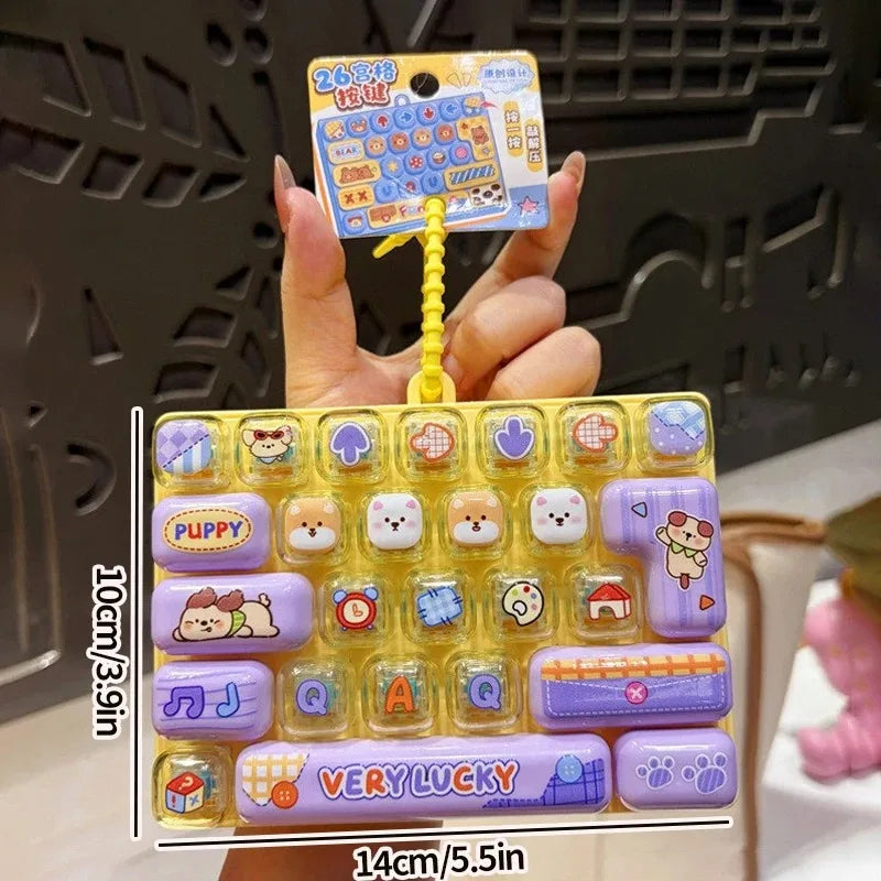 Mini Keyboard Keycap Clicker Keychain – 26-Key Giant Keycap Fidget Toy | Cute Bag Charm & Gift