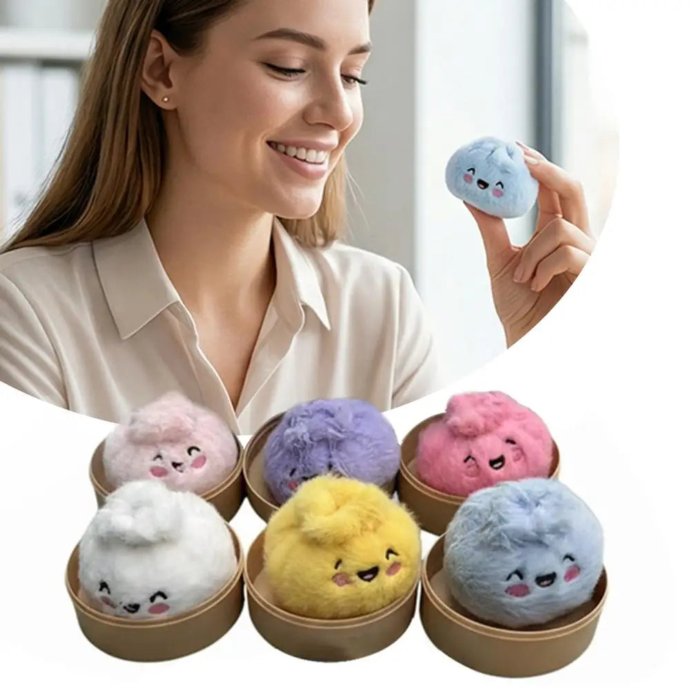 Plush Steamed Bun Dumpling – Embroidered Expressions Ultra-Soft Squishy Fidget Toy Gift Random Color