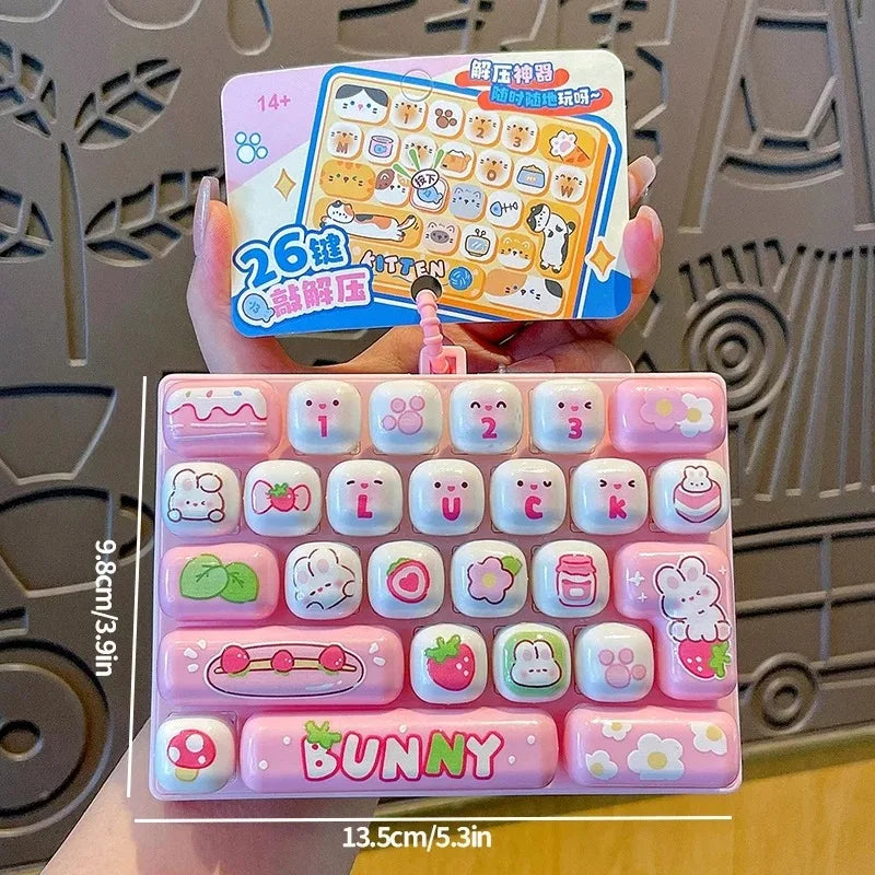 Mini Keyboard Keycap Clicker Keychain – 26-Key Giant Keycap Fidget Toy | Cute Bag Charm & Gift