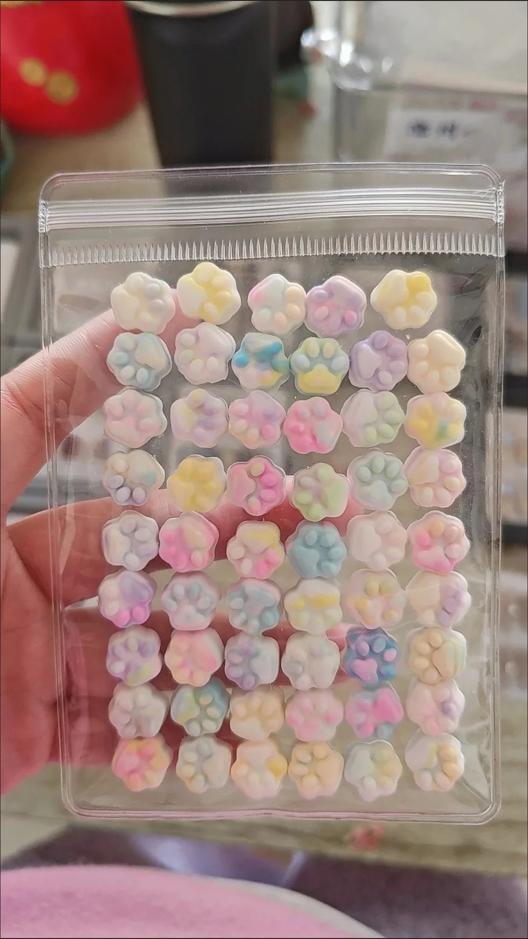 50/100pcs Mini Cat's Paw Squishy Toy Silicone Cute Soft Colorful Cat Paw Mochi Stress Relief Squishy Fidget Toy