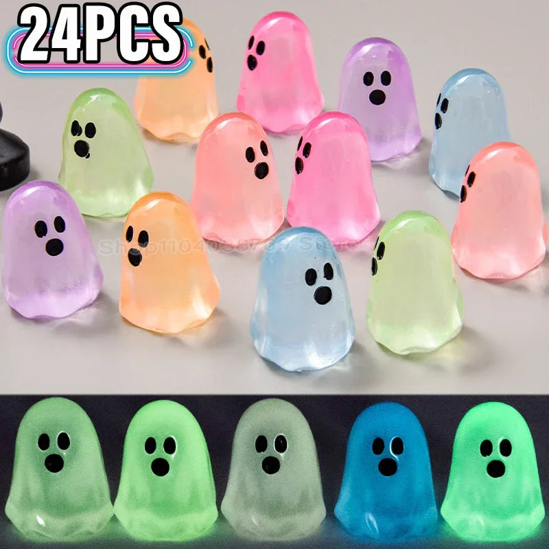 Mini Resin Ghost Tree Elves Small Figurines Glow in The Dark Halloween Luminous Kids Festival Party Decor Glowing Miniature Toy