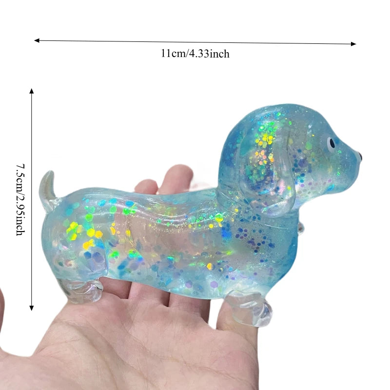 Sparkling Powder Sausage Dog Squishy - Soft Maltose Texture Slow Rising Fidget Toy, Cute Puppy Squeeze Toy
