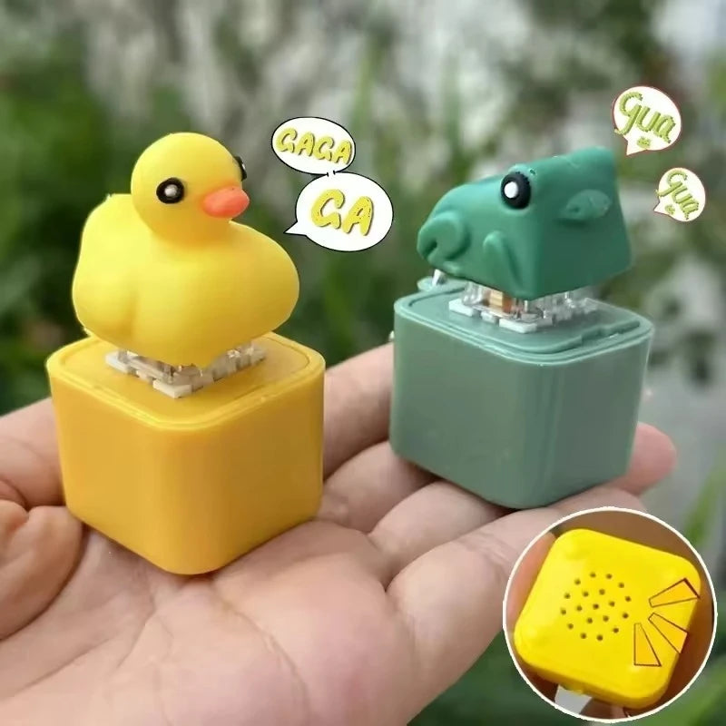 Fidget Keyboard Clicker Keychain - Duck, Frog & Lizard Sensory Clicker Toy with Sound & LED Light
