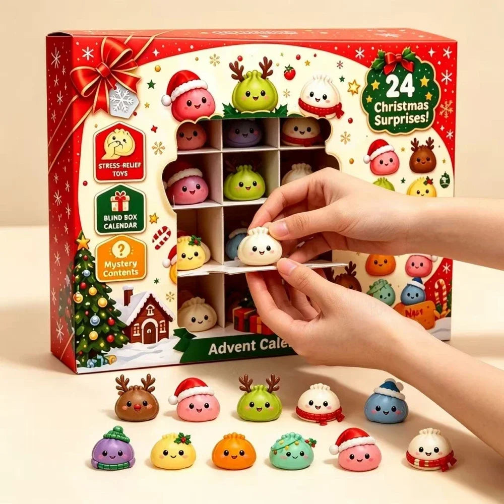 🎄 24-Day Christmas Dumpling Squishy Advent Calendar 🎁✨