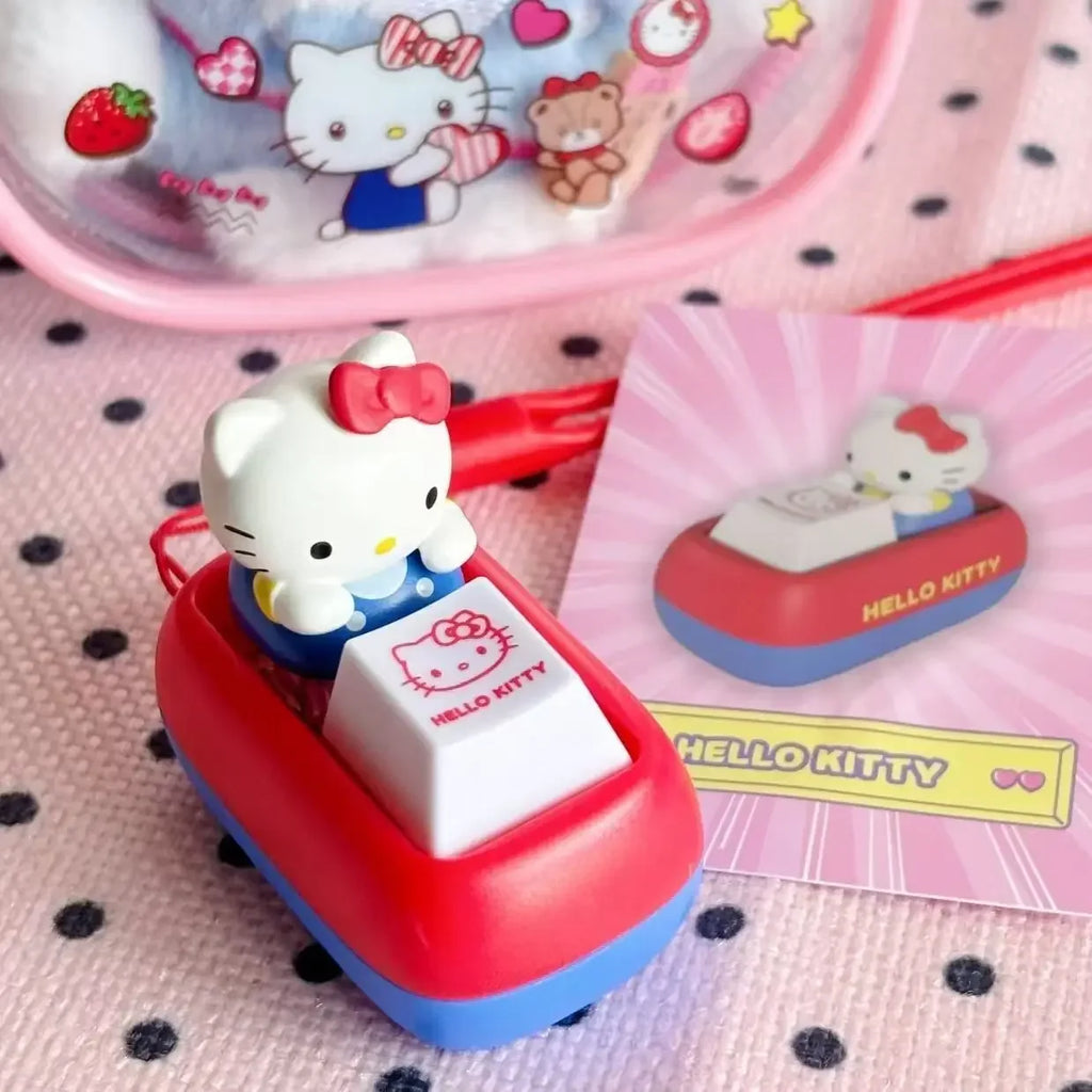 Hello Kitty Sanrio Voice Button Keyring - KT Cat Keycap Squishy Stress Relief Toy - Kawaii Desk Decor & Birthday Gift