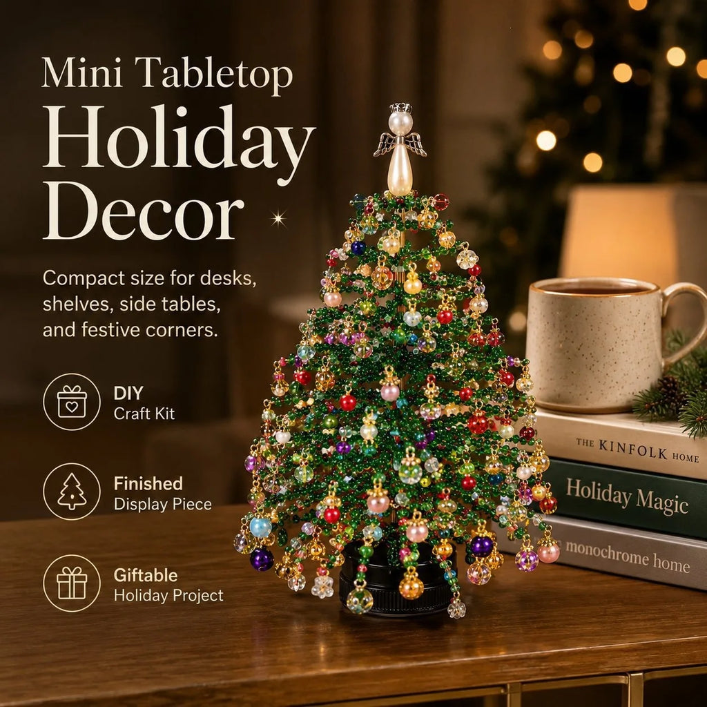 DIY Beaded Christmas Tree Kit – Crystal Bead Holiday Craft Set with LED Lights, Home Decor Gift for Adults & Kids