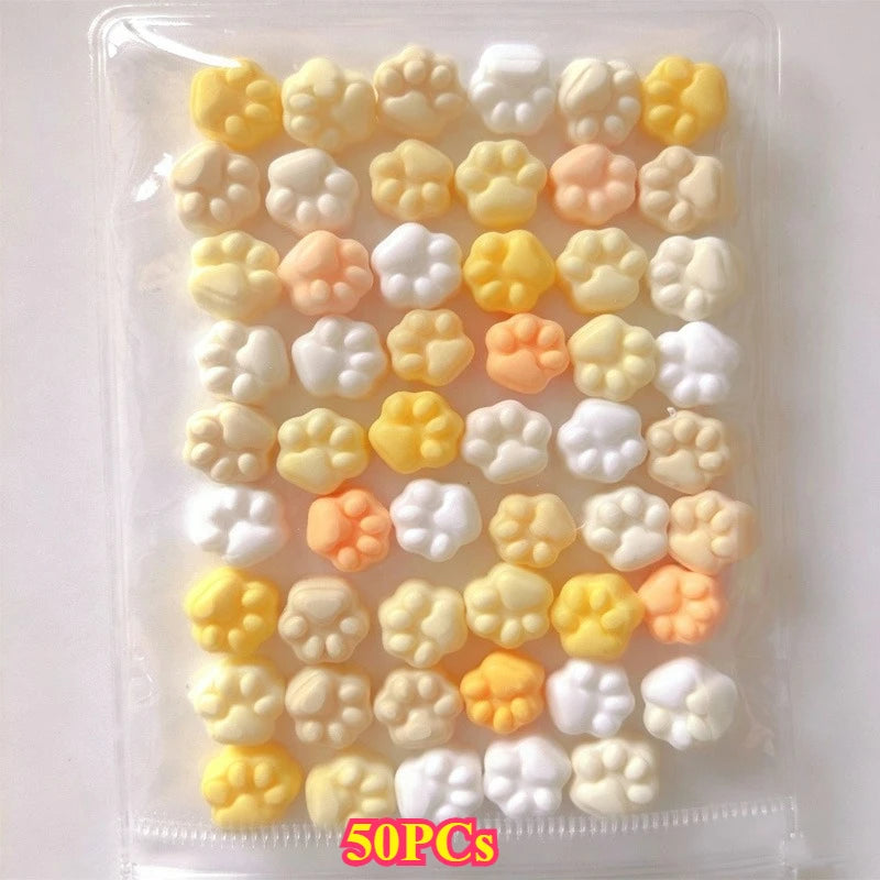 50/100pcs Mini Cat's Paw Squishy Toy Silicone Cute Soft Colorful Cat Paw Mochi Stress Relief Squishy Fidget Toy