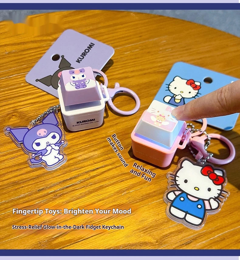 Sanrio Light-Up Sound Button Keychain Pendant - Kuromi, Hello Kitty, Cinnamoroll & More - Kawaii Fidget Bag Accessory