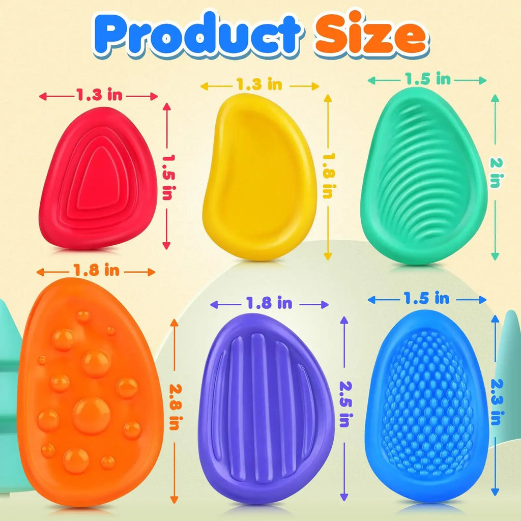 Silicone Stone Fidget Toys 6 Pack – Textured Sensory Squeeze Toys for Kids & Adults