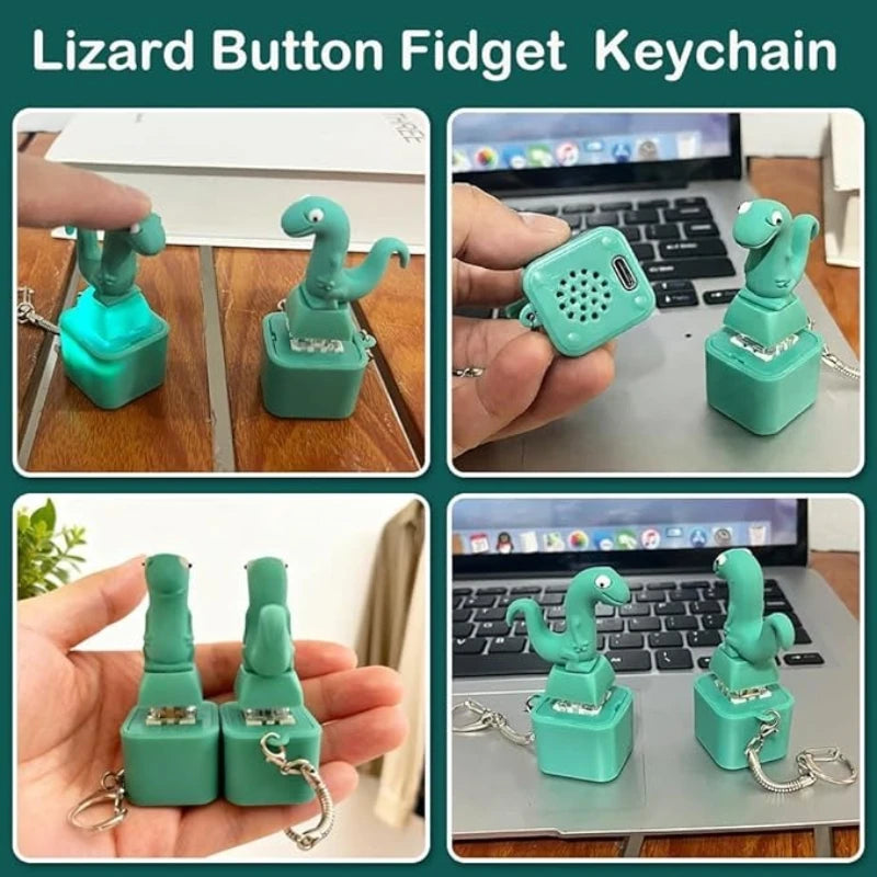 Fidget Keyboard Clicker Keychain - Duck, Frog & Lizard Sensory Clicker Toy with Sound & LED Light