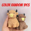 Scottish Highland Cow & Cheese Squishy Toy – Slow Rising Soft Squeeze Fidget Toy | Cute Animal Gift