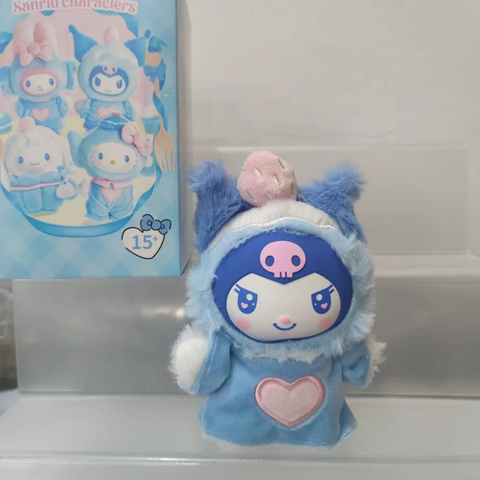 Sanrio Family Fox Island & Blue Flutter Series Vinyl Plush Blind Box Cute Cartoon Hello Kitty Kuromi Pendants Girl Bag Toy Gifts