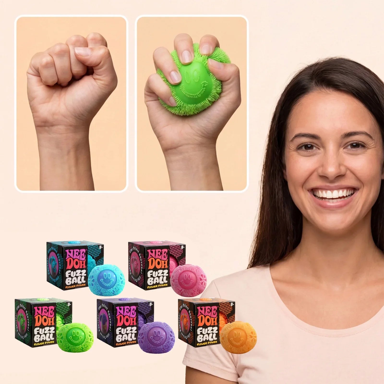 Nee Doh Fuzz Ball – Soft Squishy Squeeze Ball Fidget Toy | Fun Desk Toy & Gift