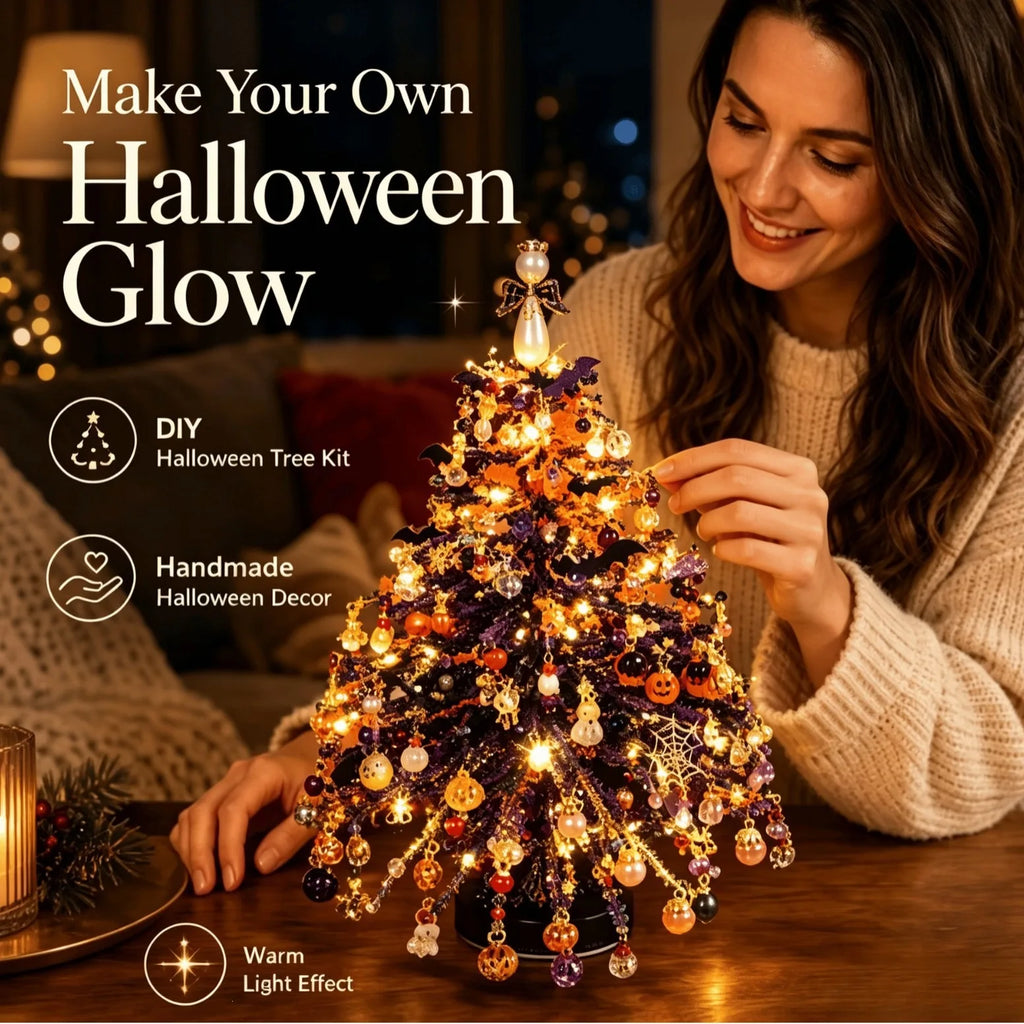 DIY Beaded Christmas Tree Kit – Crystal Bead Holiday Craft Set with LED Lights, Home Decor Gift for Adults & Kids