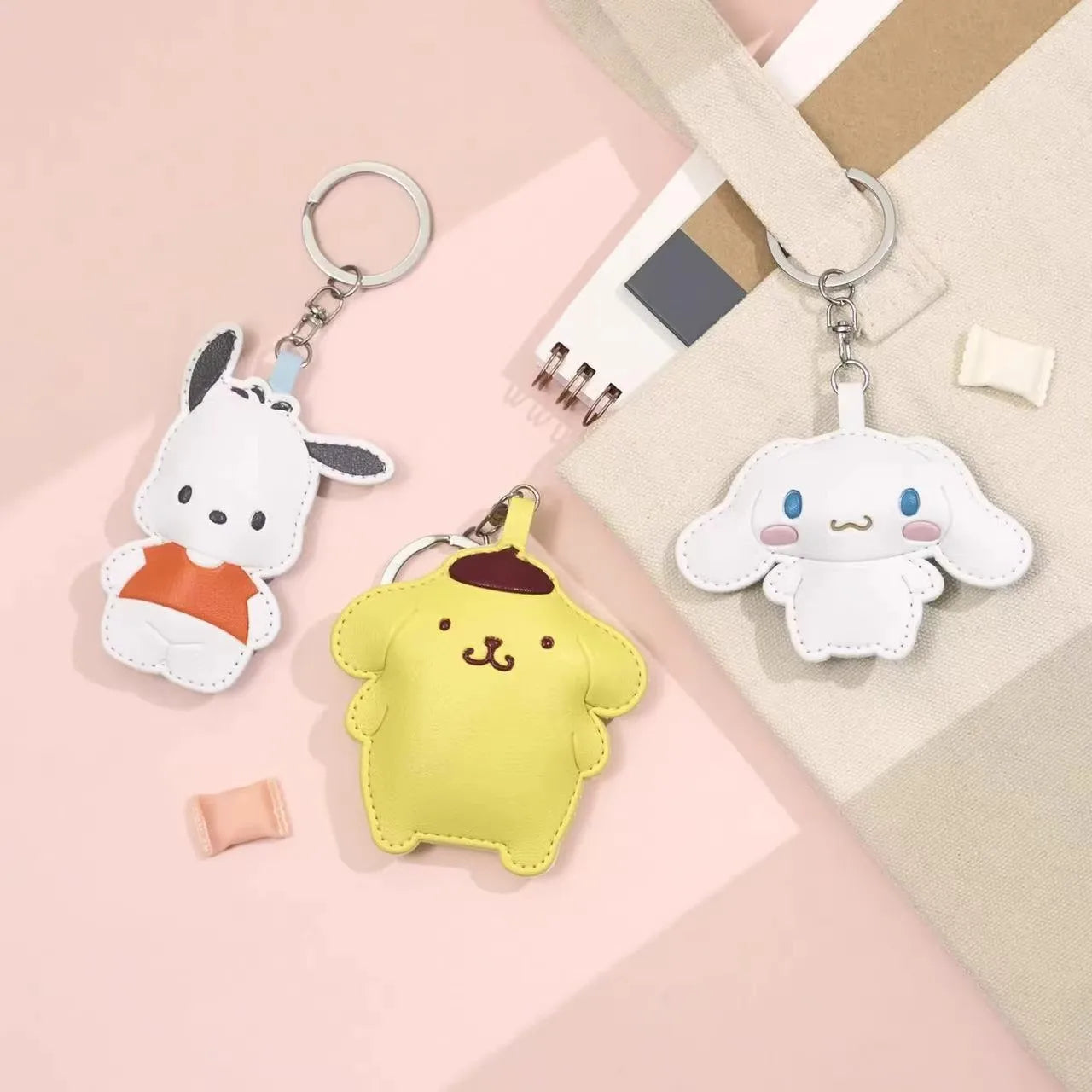Sanrio Leather Keyring – Kawaii Hello Kitty & My Melody Pinch Pendant