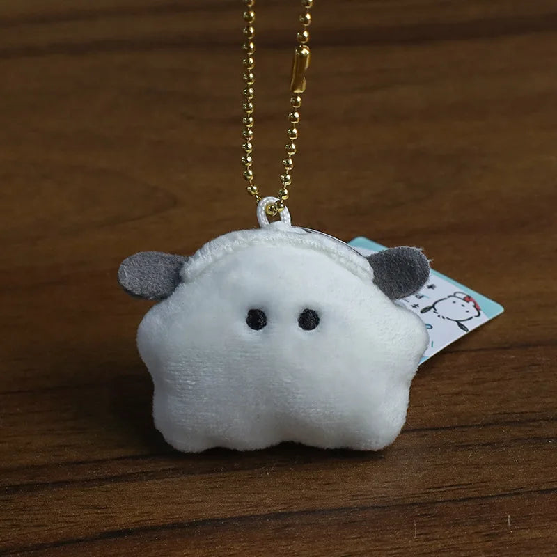 Sanrio Halloween Ghost Mini Plush Keychain - Kawaii Hello Kitty Kuromi Cinnamoroll My Melody PomPomPurin Bag Charm
