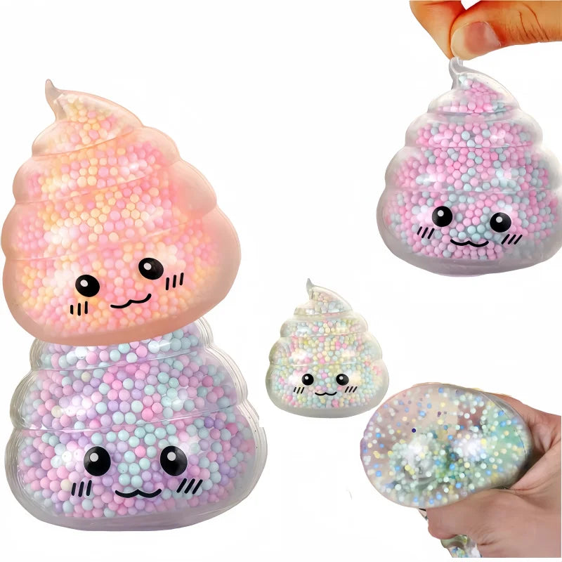 2PCS Squishy Poop Stress Relief Balls Colorful Fidget Toys for Girls Kids Easter Basket Stuffers Stress-Relieving Toy