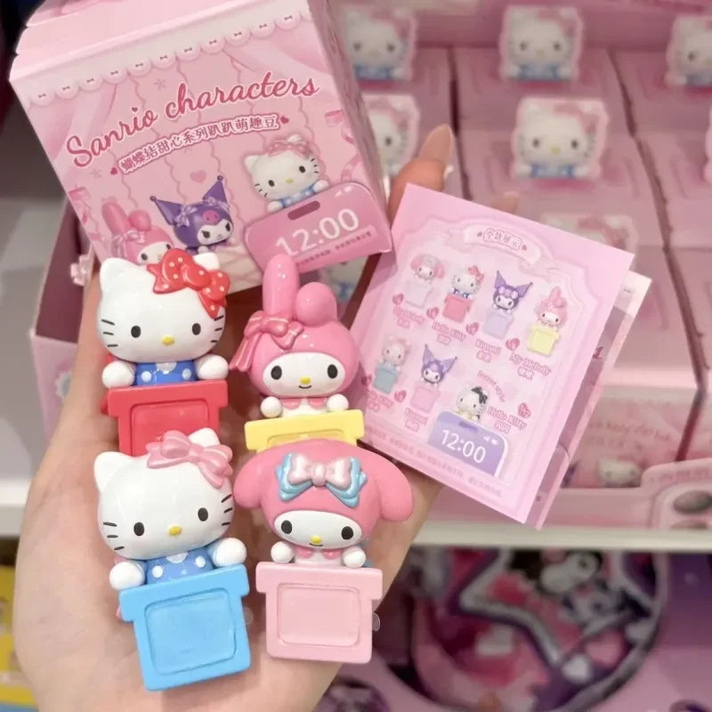Sanrio Characters Bow Sweetheart Lying Style Clip On Blind Box Hello Kitty My Melody Kuromi Cute Mini Collectible Figurine
