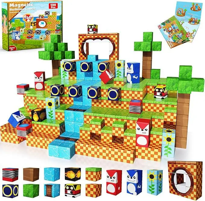 Magnetic Building Blocks Mine World Magnet Cube for Stacking Construction Set Educate Sensory Toys Kids Boys Girls Ages 3+ DIY