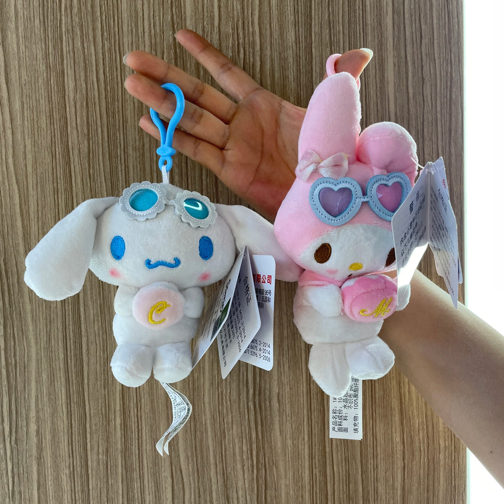 Sanrio Plush Pendant Charm - Kawaii Hangyodon Kuromi My Melody Stuffed Doll Keychain - Birthday Gift