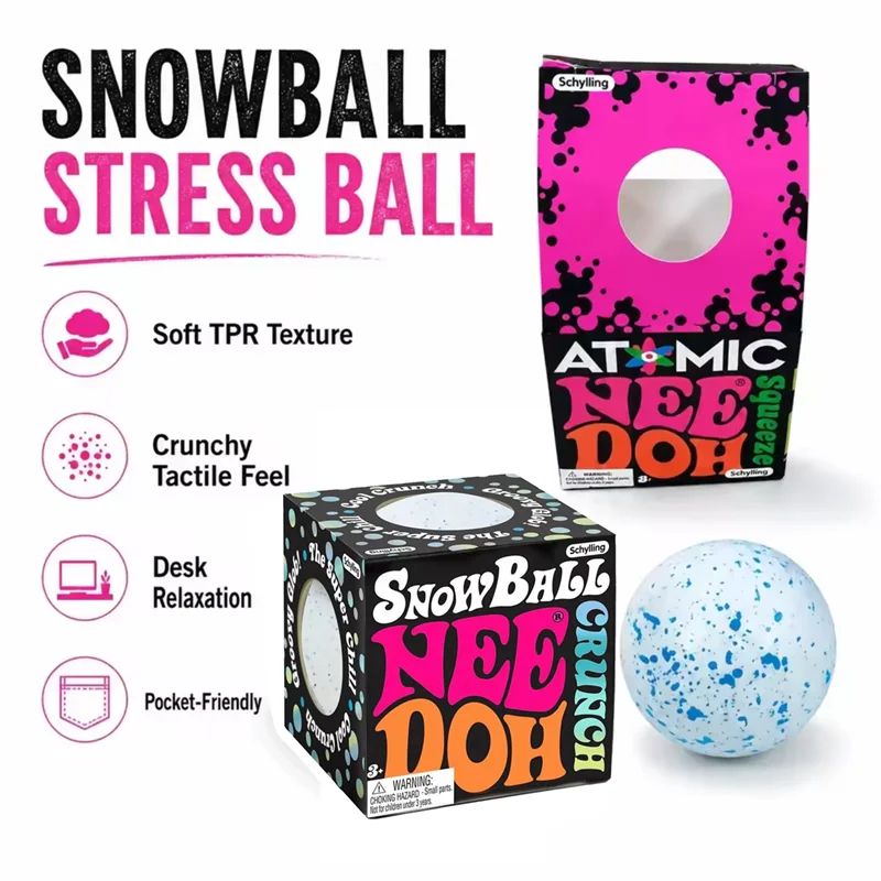 NeeDoh Snow Ball Squishy Toy – Crunchy Flour-Filled Squeeze Fidget Ball | Calming Sensory Toy & Gift