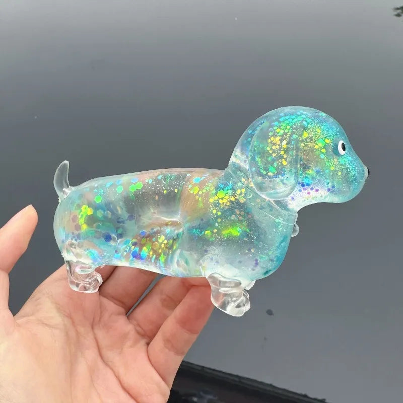 Sparkling Powder Sausage Dog Squishy - Soft Maltose Texture Slow Rising Fidget Toy, Cute Puppy Squeeze Toy
