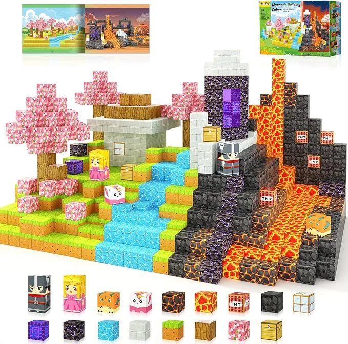 Magnetic Building Blocks Mine World Magnet Cube for Stacking Construction Set Educate Sensory Toys Kids Boys Girls Ages 3+ DIY