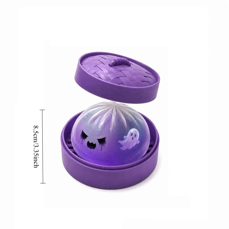Glitter Halloween Ghost Dumplings Squishy Soft Slow Rebound Resilience Decompression with Steamer Stuffed Shark Bun Gift
