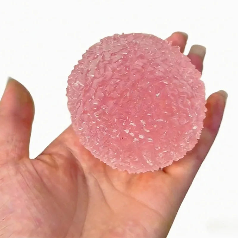 Squishy Ice Ball Maltose Fidgets Toy Super Soft Pink Mochi Slow-rebound Squeeze Toy Anti-Stress Toy for Adults Hand Exercise