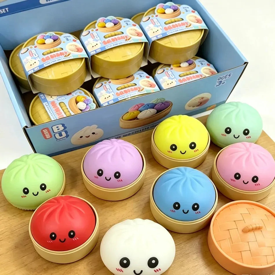 Glitter Dumpling Squishy Set – 6-Style Sensory Squeeze Toy with Box