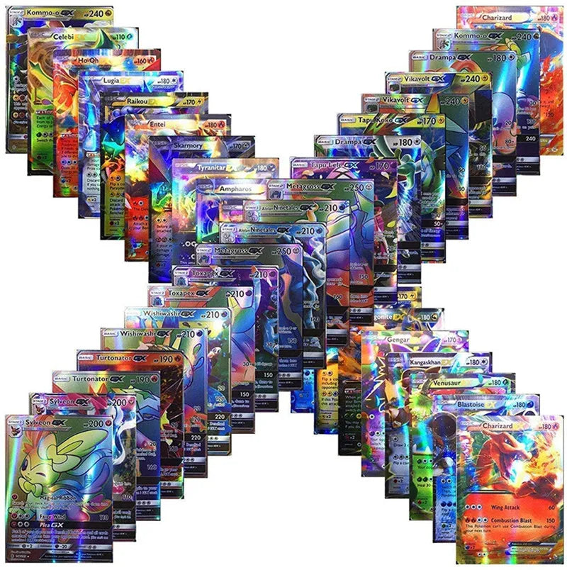 20-Piece Pokémon-Style Trading Cards Set – English GX, Vmax, EX & Tag Team Battle Cards