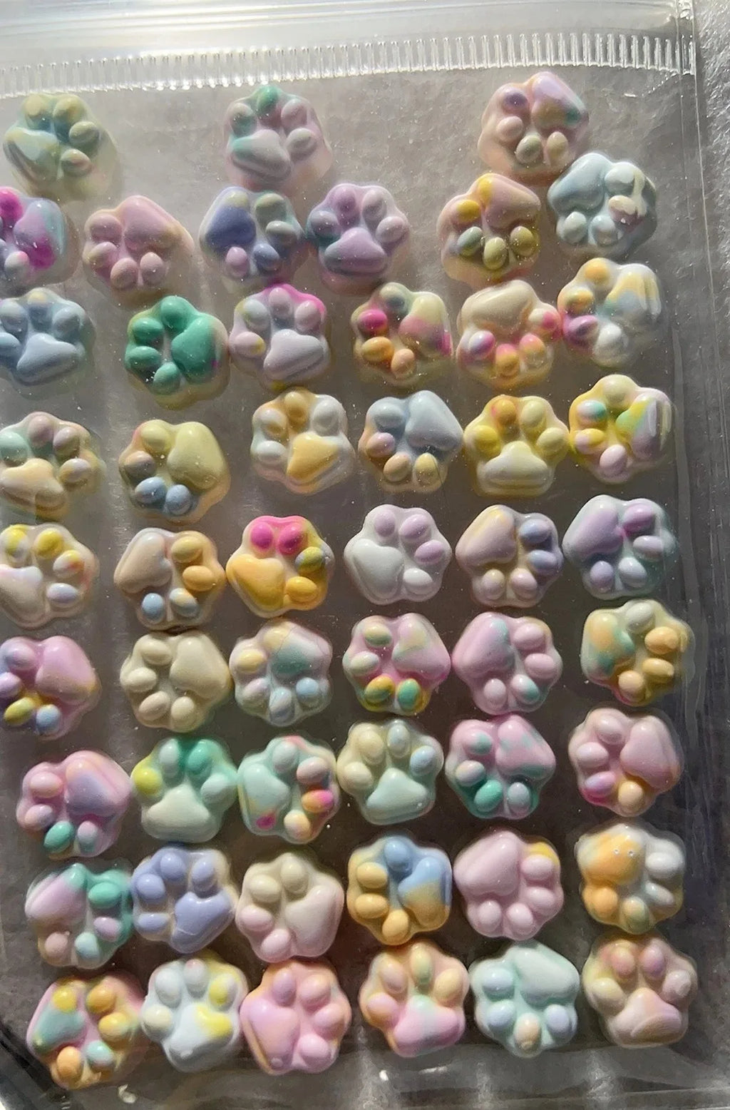 50/100pcs Mini Cat's Paw Squishy Toy Silicone Cute Soft Colorful Cat Paw Mochi Stress Relief Squishy Fidget Toy
