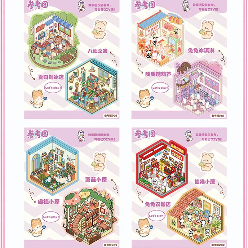 Mini Scenery Sticker Collection – 3D Cartoon Scene Stickers for Collage, Journaling & Room Decor
