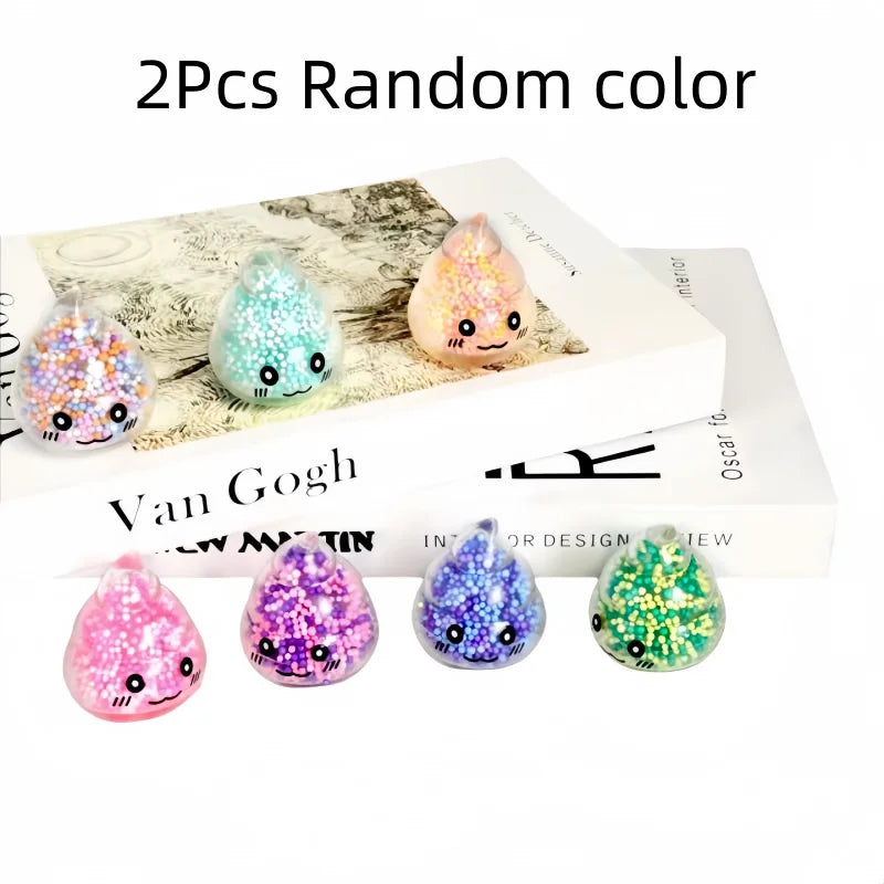 2PCS Squishy Poop Stress Relief Balls Colorful Fidget Toys for Girls Kids Easter Basket Stuffers Stress-Relieving Toy